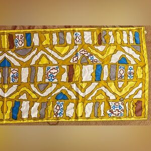 Vintage Lady Heritage Scarf Yellow Geometric Mod Oblong 47 x 15.5 Made in Japan